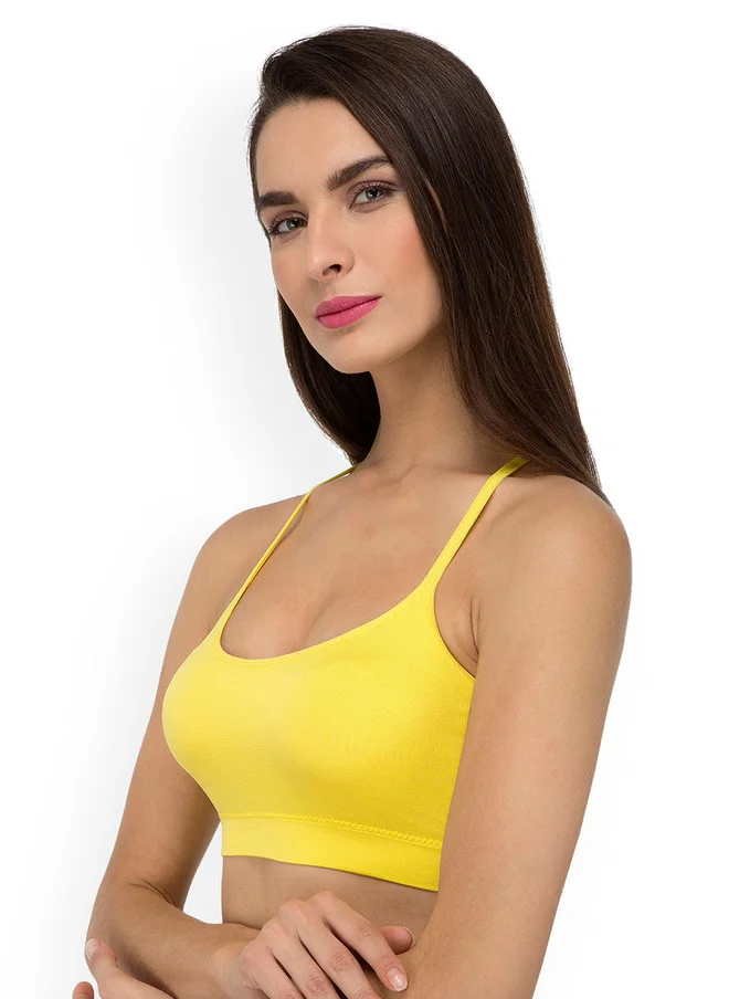 ليس اند مي  Laceandme Women Yellow Solid Sports Bra 4201